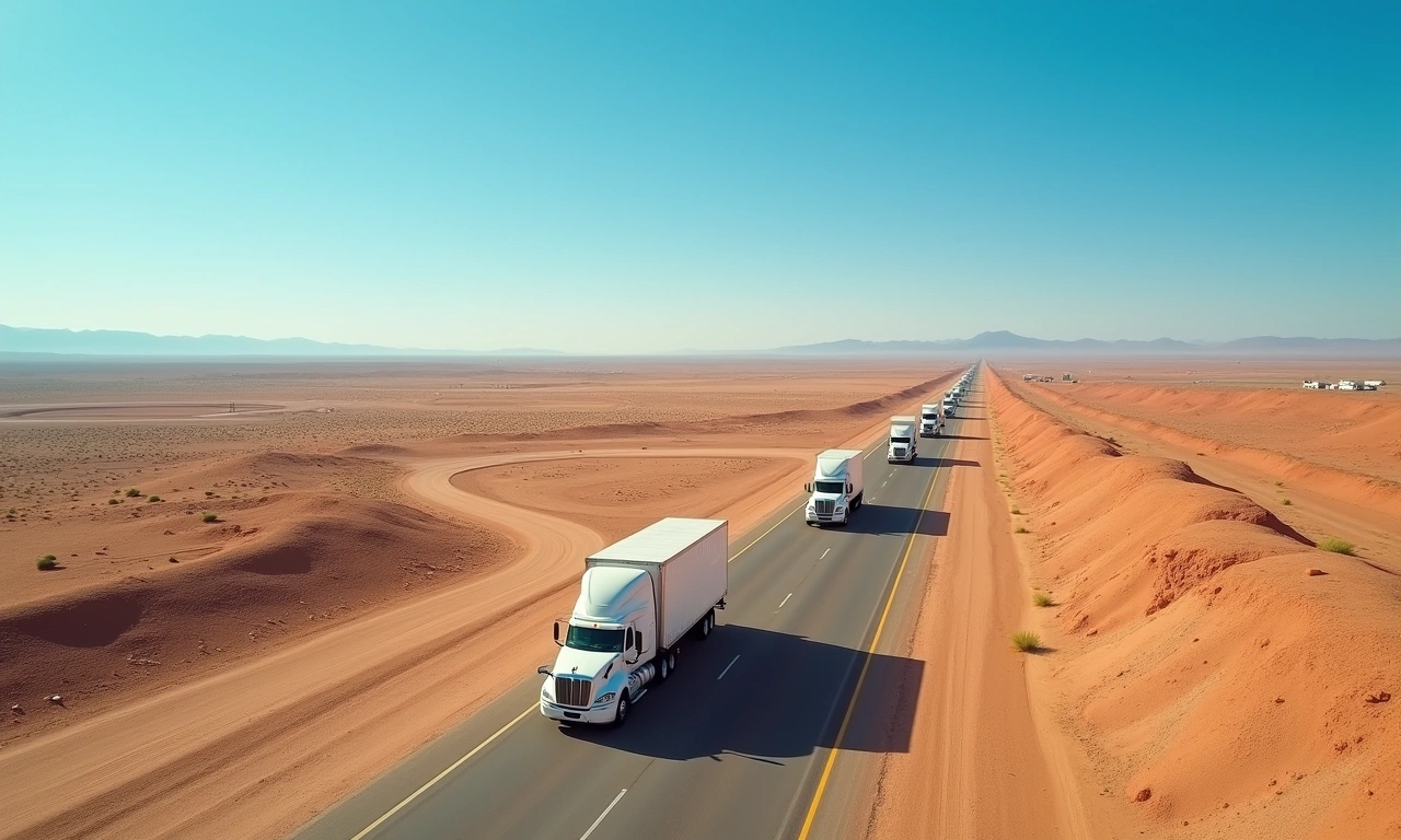 Santa Teresa New Mexico port of entry with commercial freight trucks