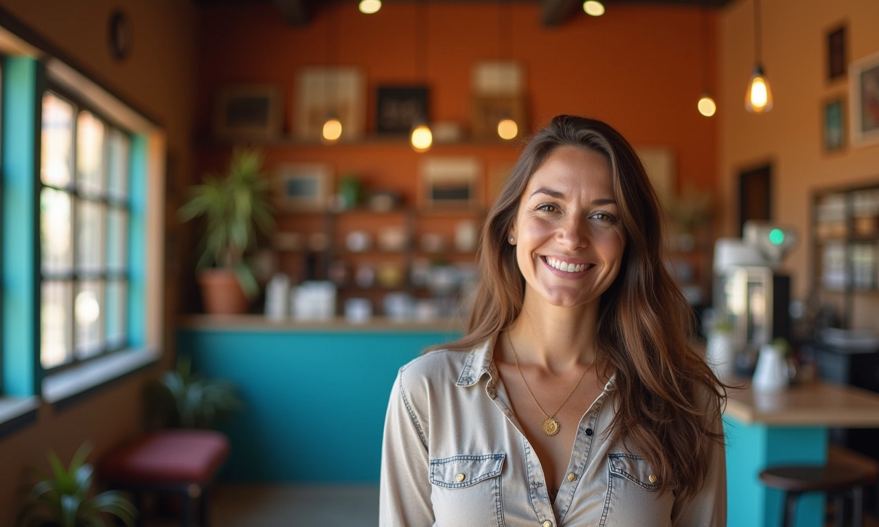 Socorro TX small business owner inside establishment with Southwest decor