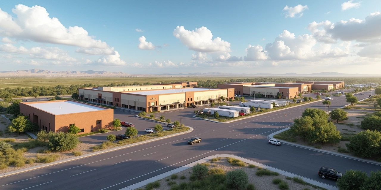 Socorro TX business district with commercial buildings and logistics facilities